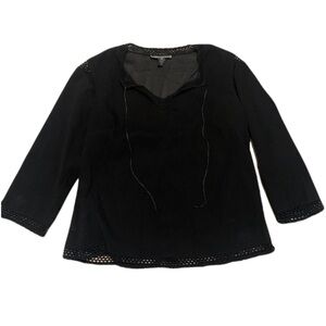 Optionelle Black Lace Trim 3/4 Sleeve Top - Size 02/Extra Small/Small
